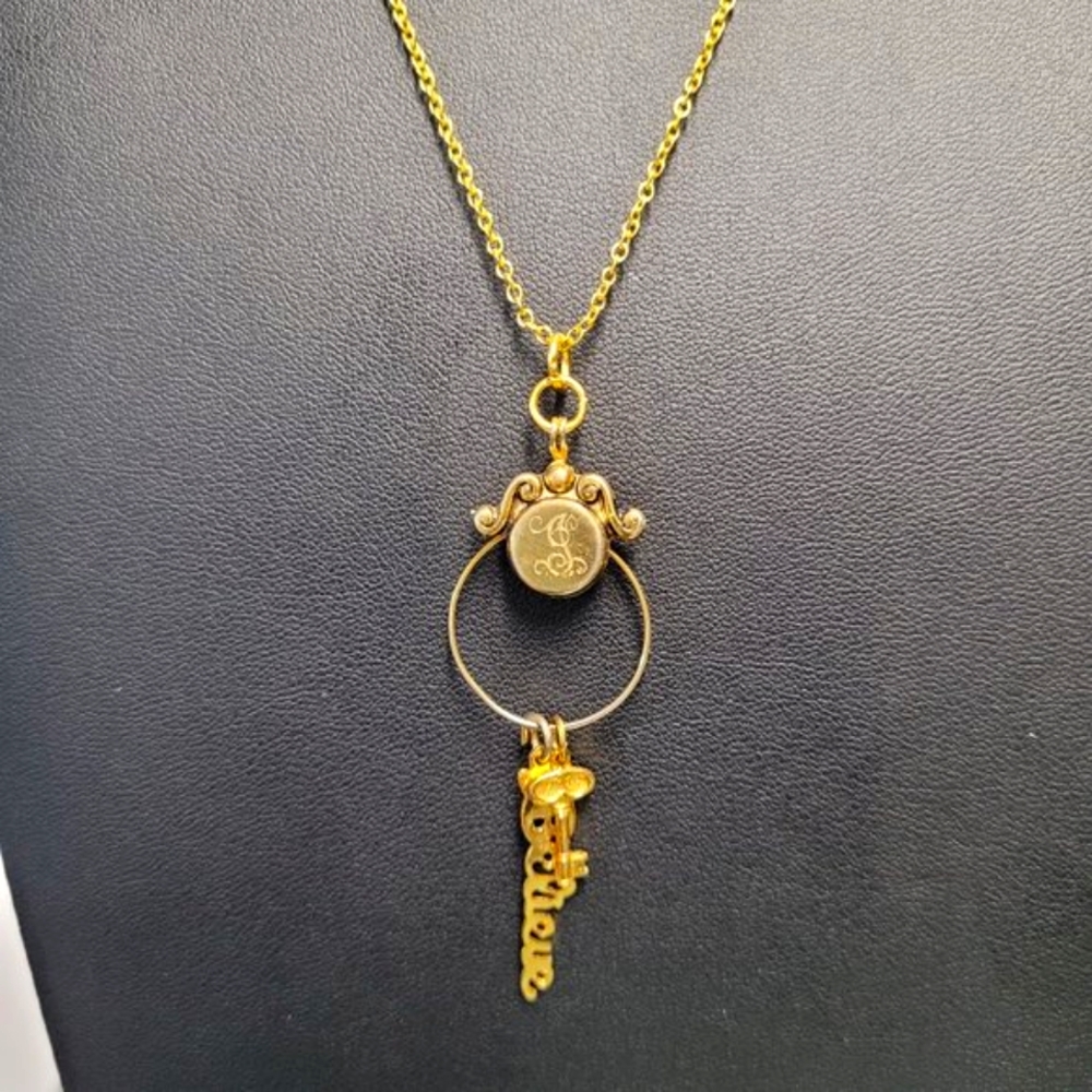 Vintage Gold Plated Believe Key Charm Necklace - Picture 3 of 10